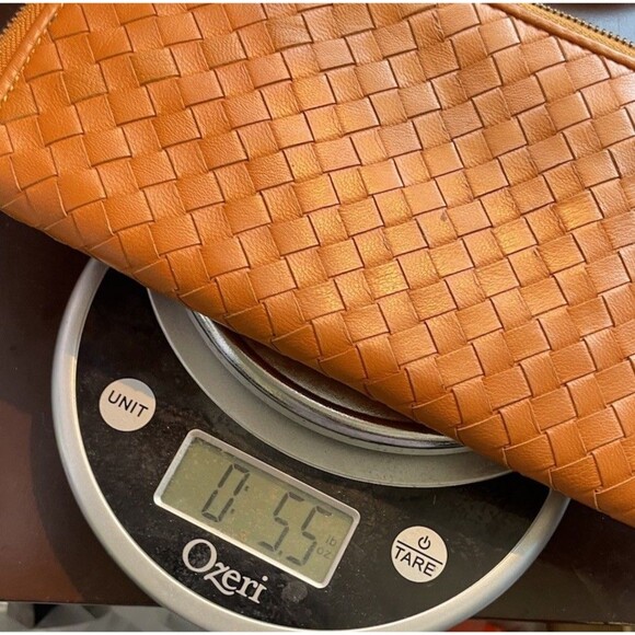 2010 BOTTEGA VENETA WOVEN LEATHER ZIP AROUND WALLET ORANGE - Picture 13 of 14